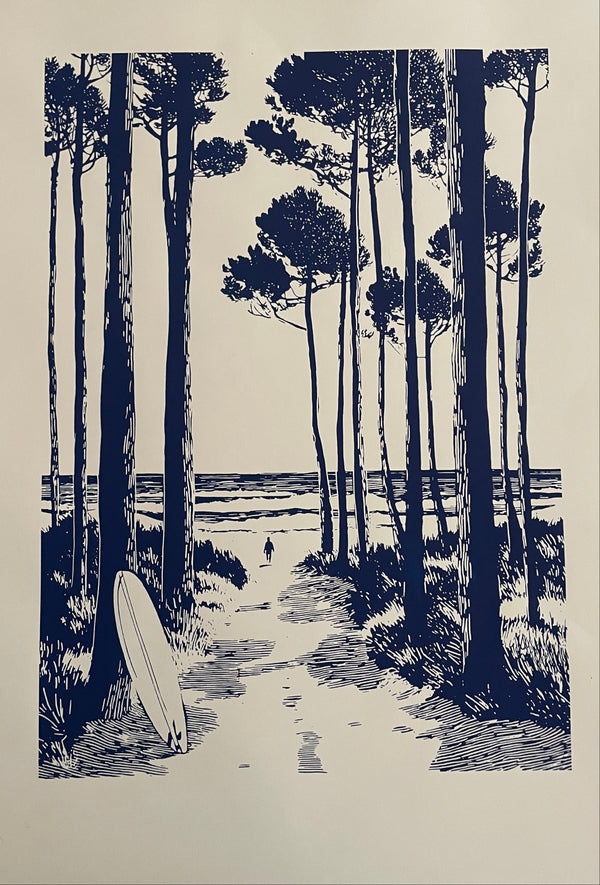 Sérigraphie -bleu ferret 50x70