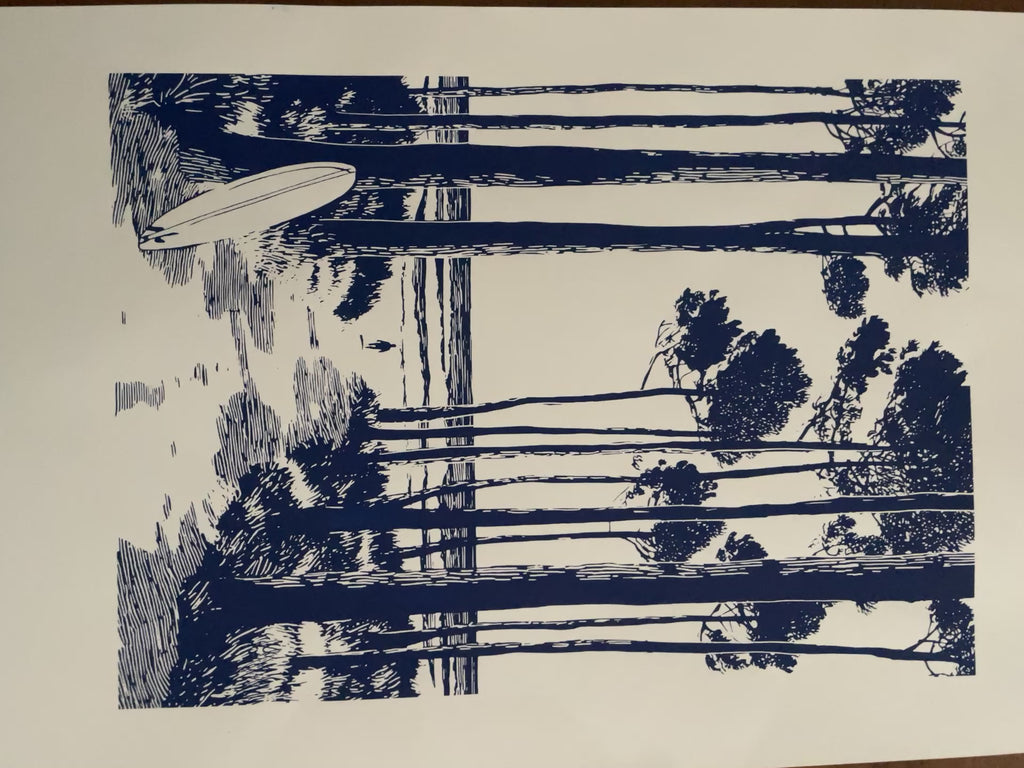 Sérigraphie -bleu ferret 50x70