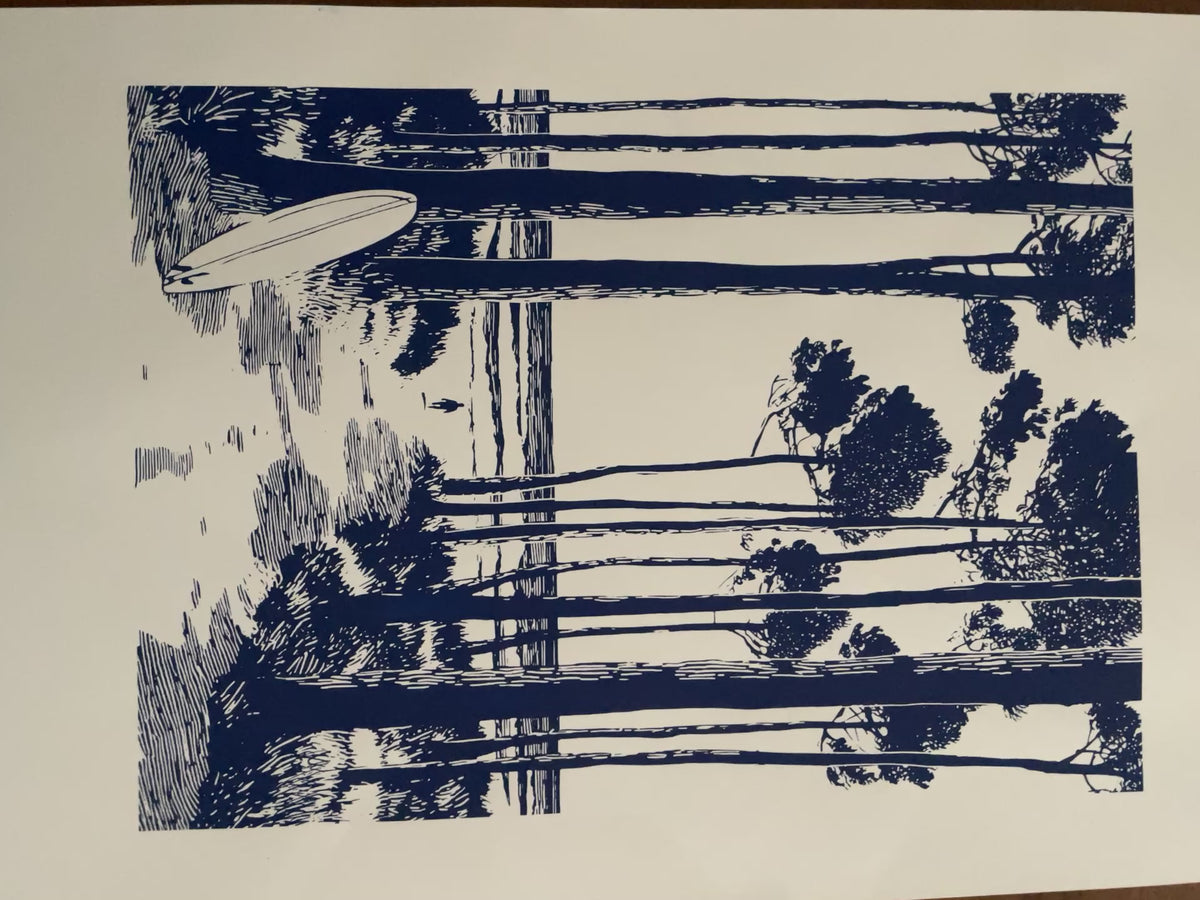 Sérigraphie -bleu ferret 50x70